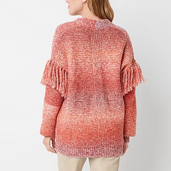 Frye and Co. Womens Long Sleeve Open Front Wool Blend Red Ombre Cardigan 3X  NWT - Picture 2 of 10